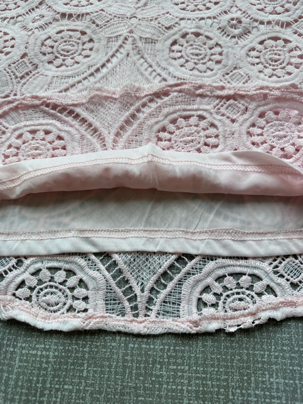 The Nines Blush Pink Lace Crochet Square Neck Top Size Small - Picture 4 of 14